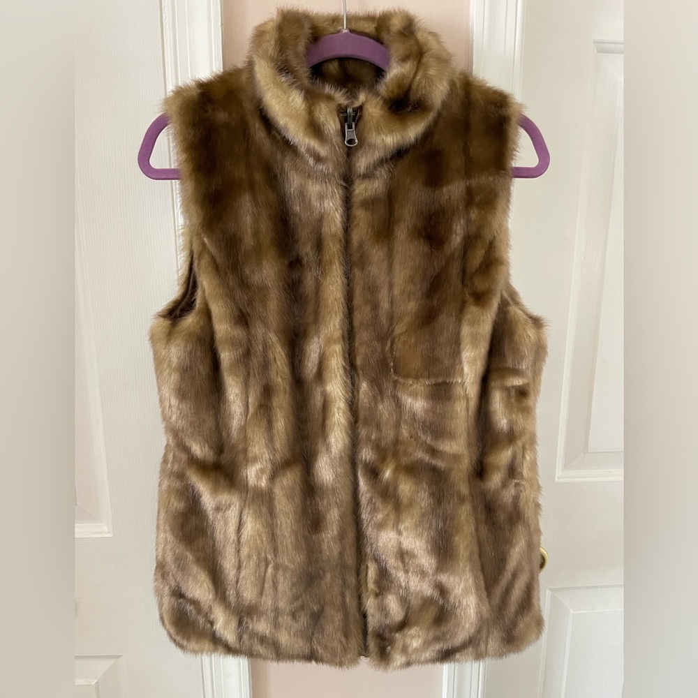FUDA Brown Faux Fur Reversible Thick Vest S